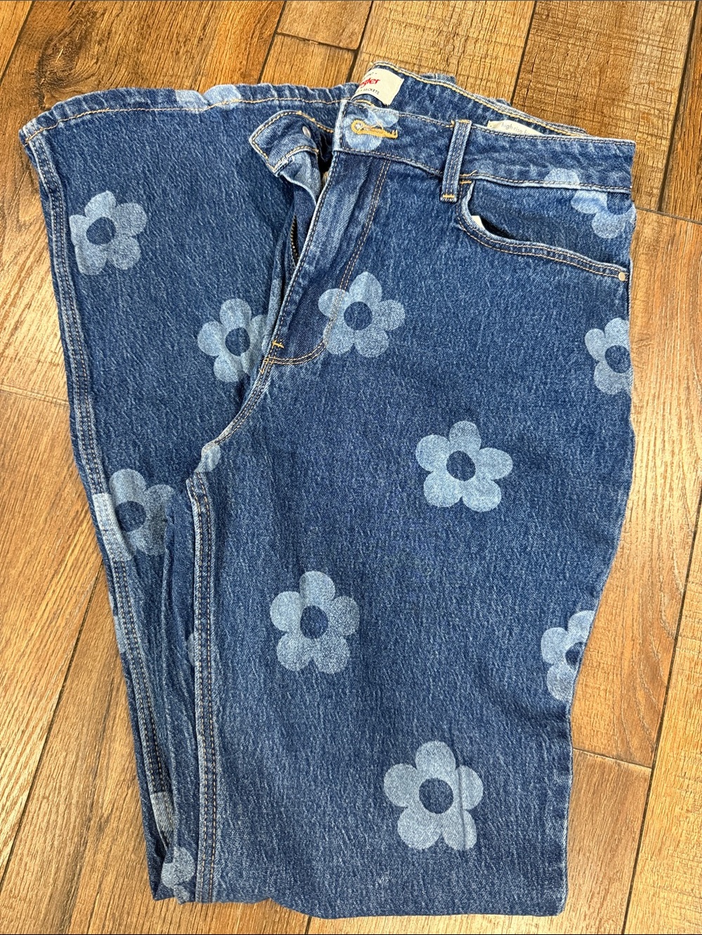 Wrangler Floral Print Dark Blue Flared Jeans - Picture 3 of 3
